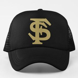 NEW Florida State Seminoles Monogram Logo Foam Trucker Mesh Snapback Hat BLACK